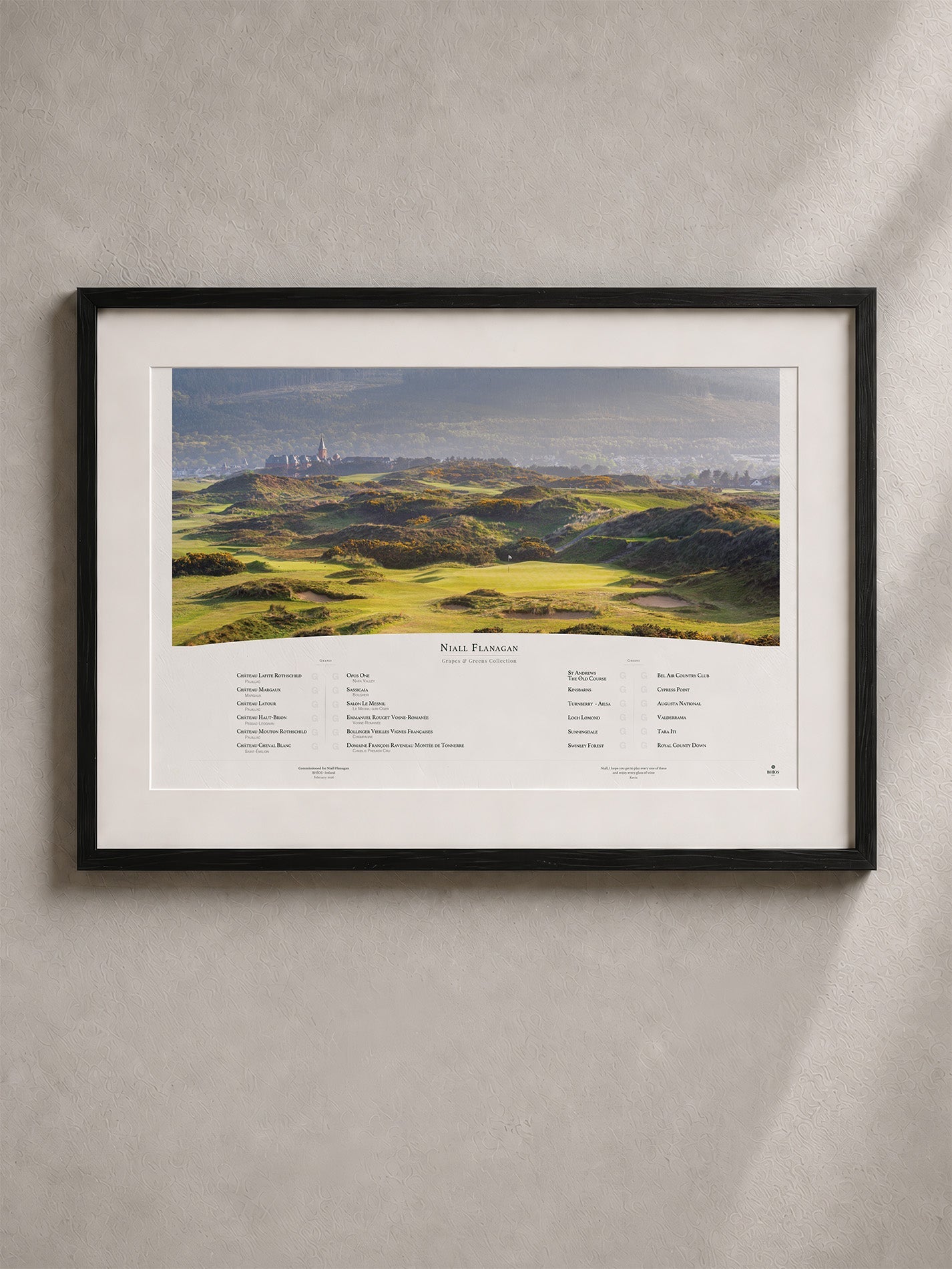 Framed golf photography piece for Niall Flanagan