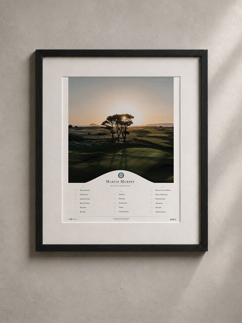 Framed golf photography piece, Portmarnock, for Martin Murphy